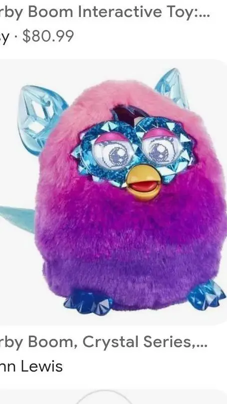 ai character: Furby boom background