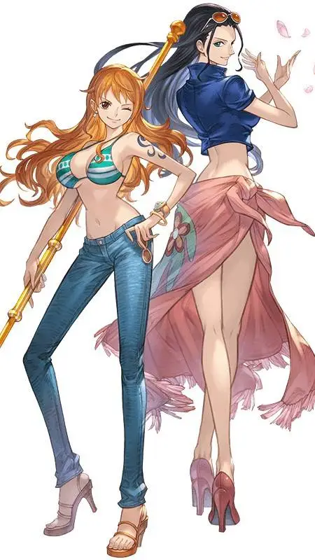 ai character: Nami and Robin background