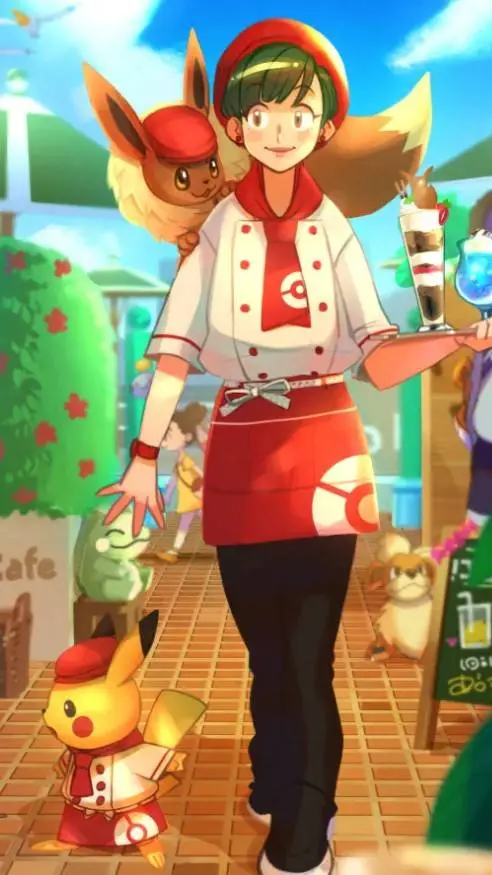 ai character: Pokemon Cafe background