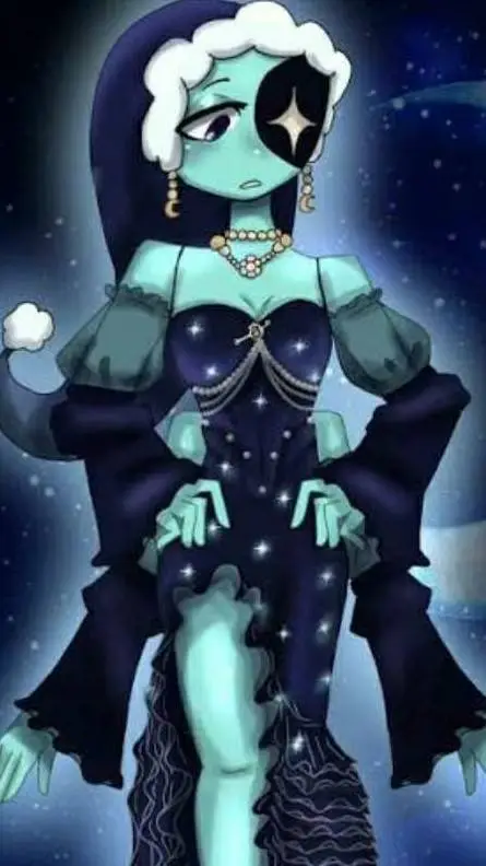 ai character: Astro in a dress background