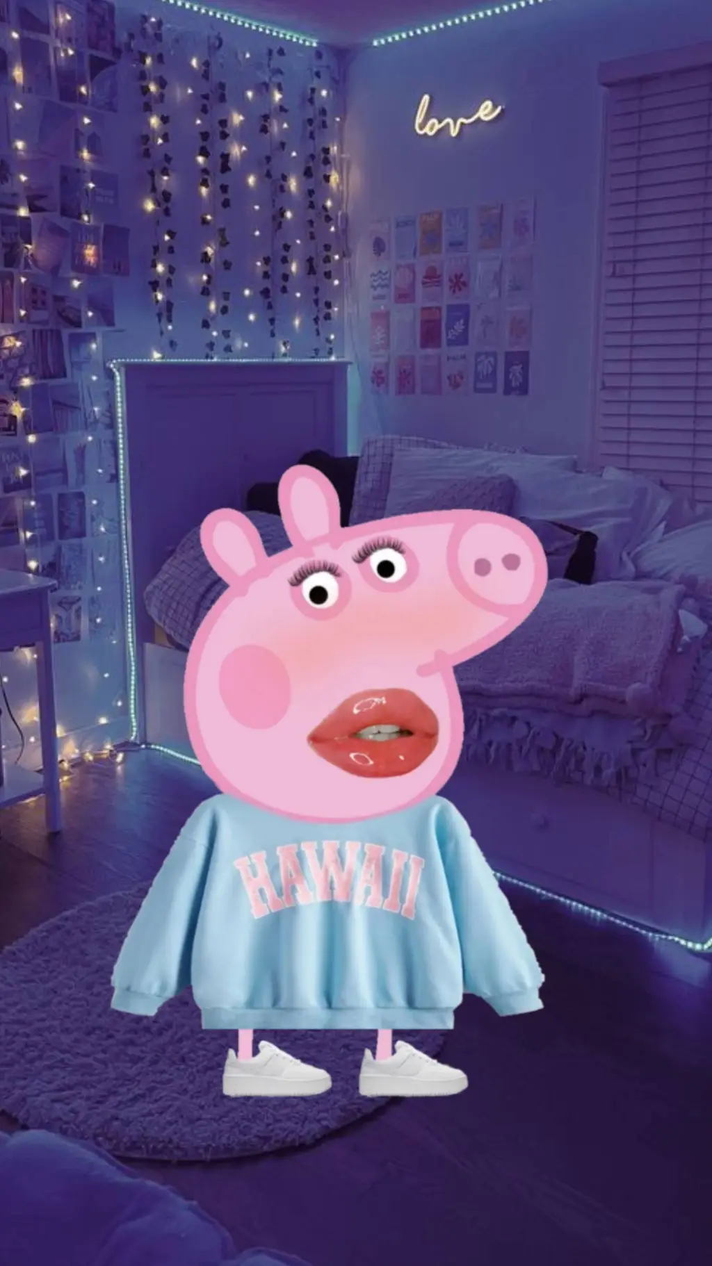 ai character: Preppy Peppa pig background