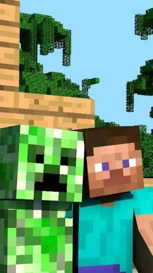 ai character: Steve and Creeper background
