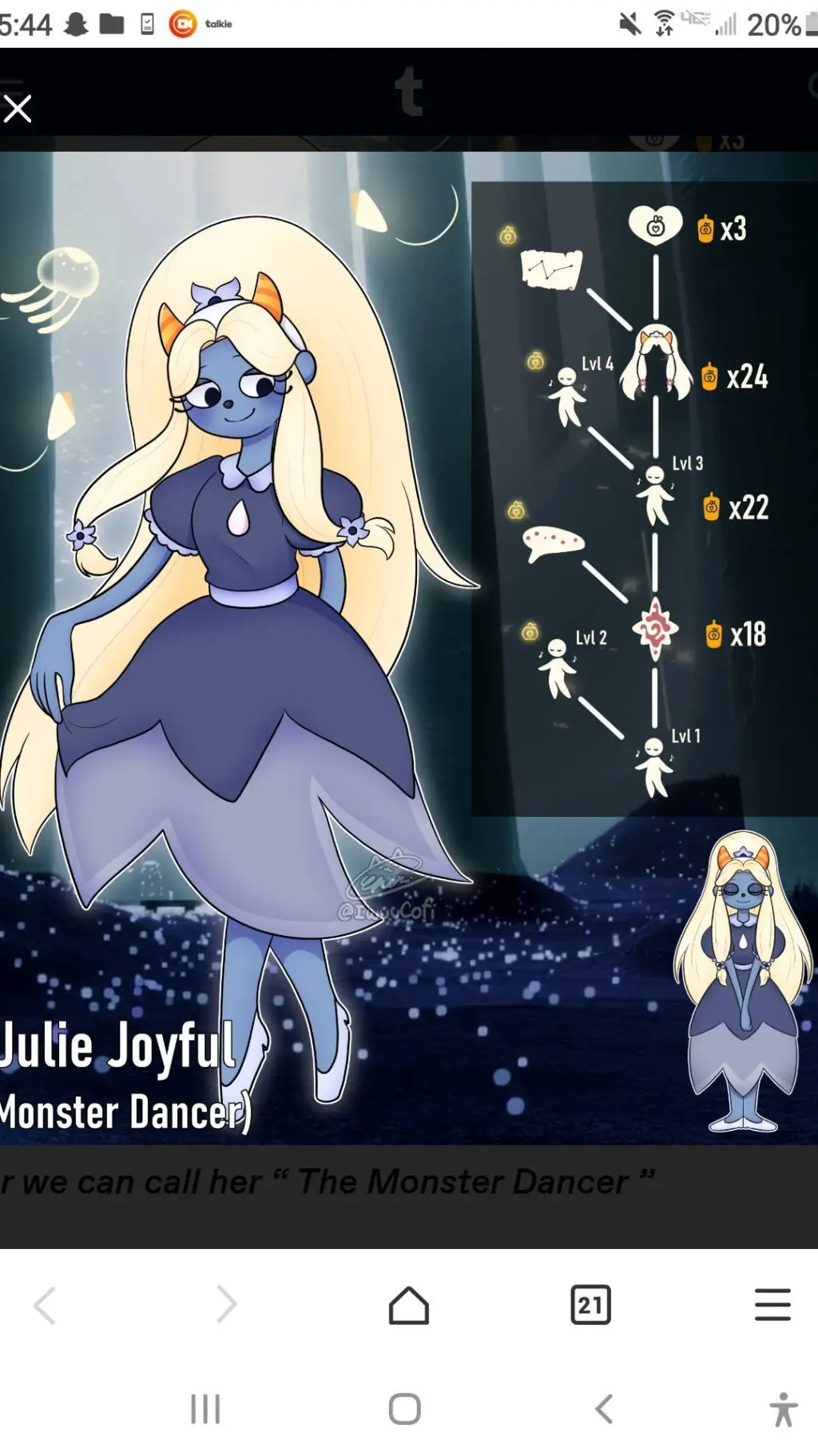 ai character: Julie Joyful background