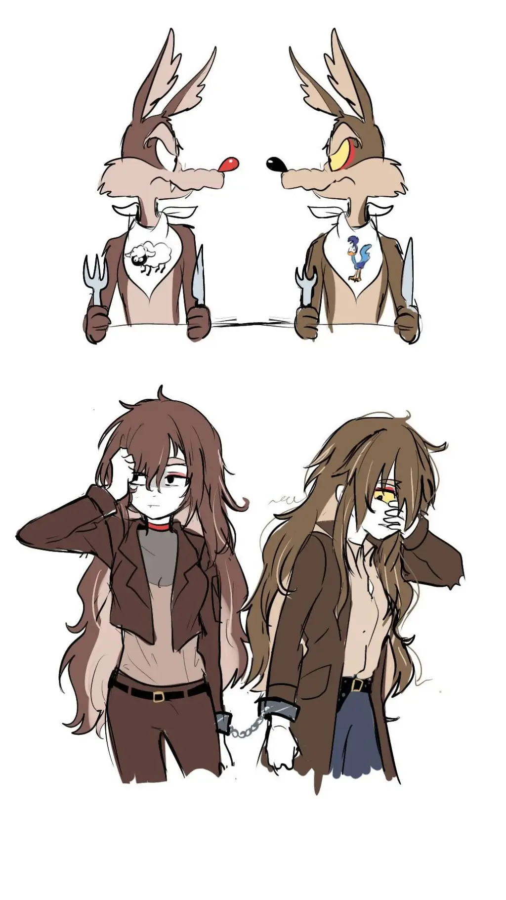 ai character: Ralph and wile e  background