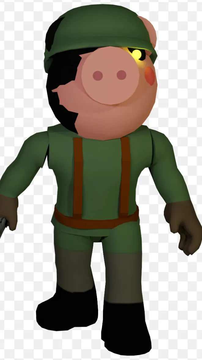 ai character: Solider piggy  background