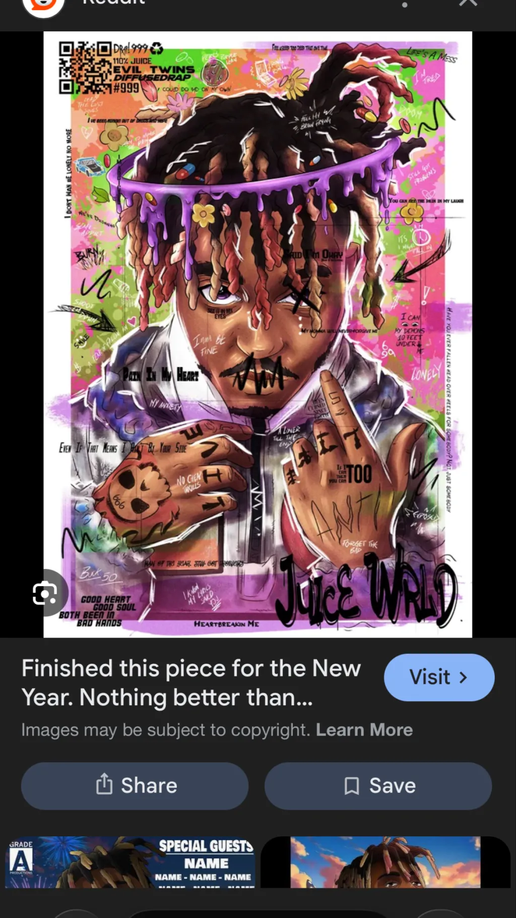 ai character: Juice wrld  background