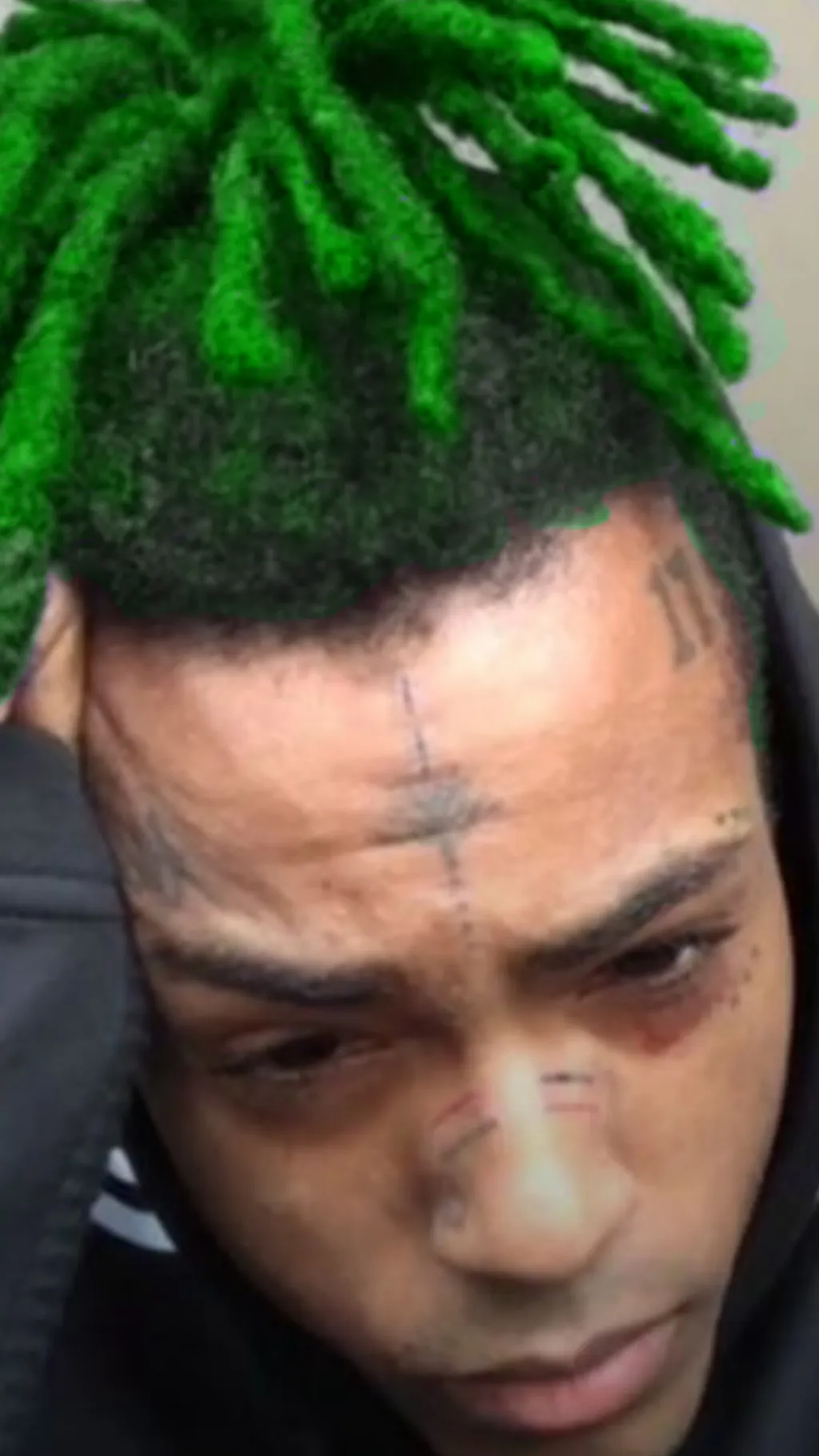 ai character: Xxxtentacion green background