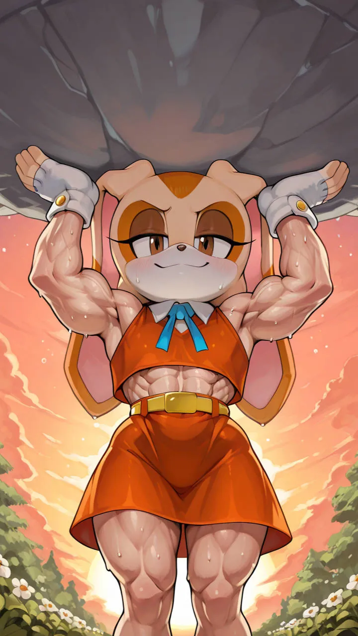 ai character: Muscle rabbits  background