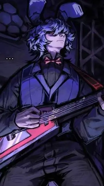 ai character: BØNNIE🎸💜🐰°•°🖤 background