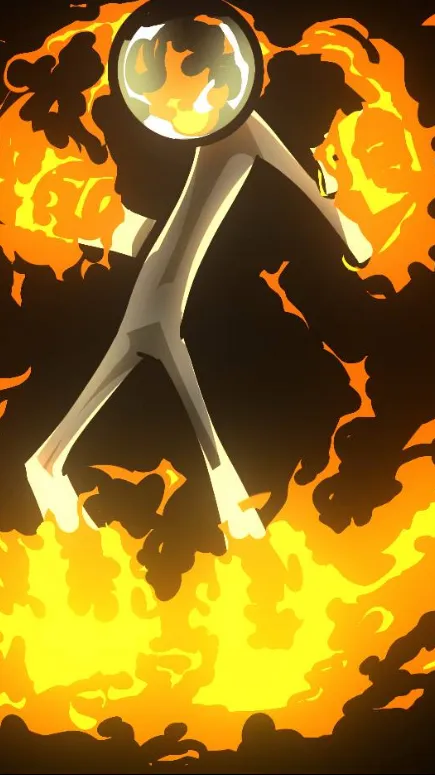 ai character: Fire stickman  background