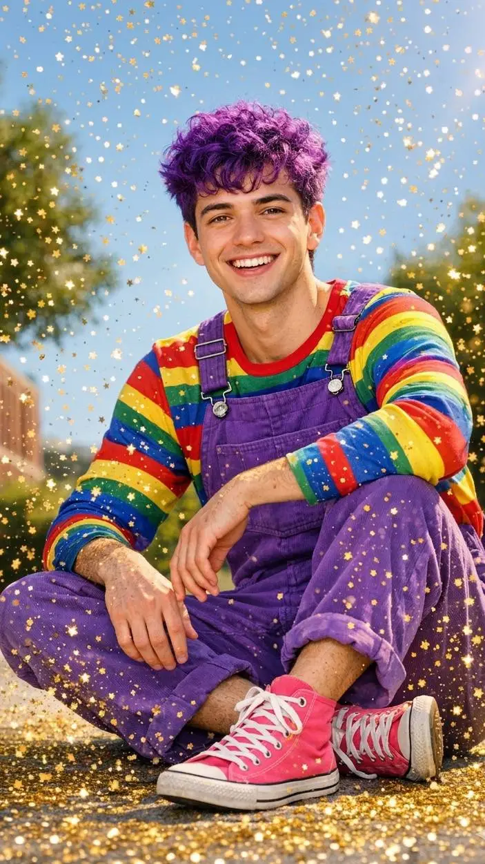ai character: Rainbow Sparky background