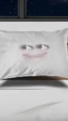 ai character: pillow going night background