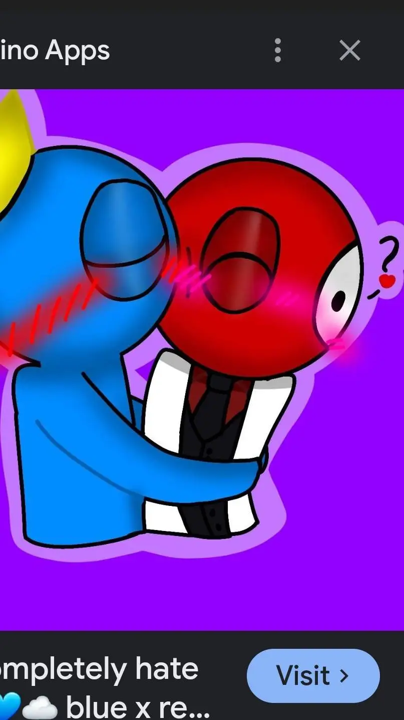 ai character: blue × red background