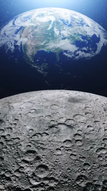 ai character: Moon hit earth background