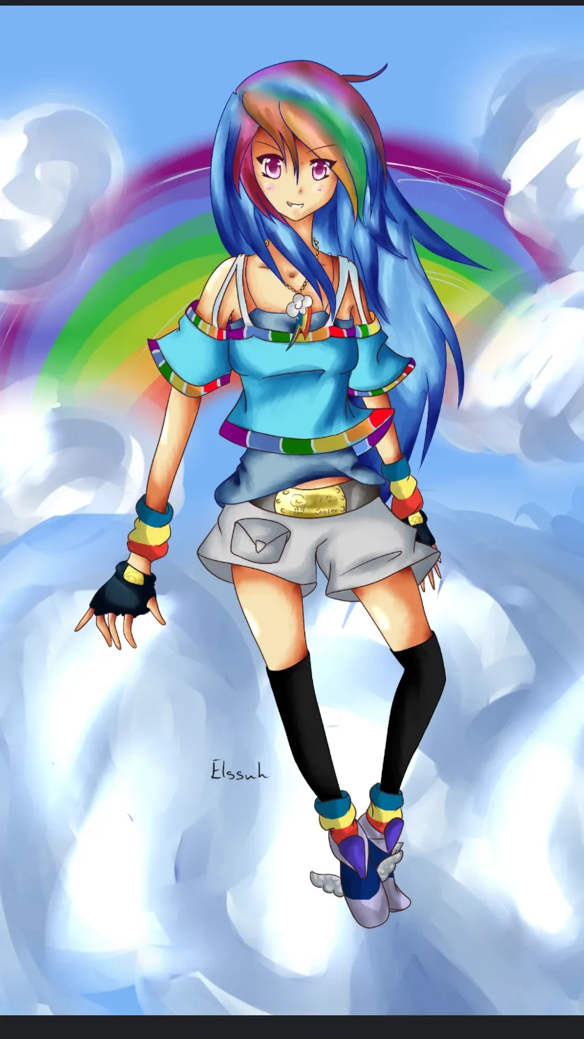 ai character: Rainbow dash🌈🌈 background