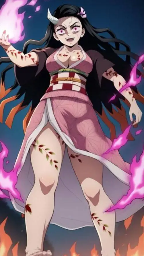 ai character: nezuko full form🌸🌸 background