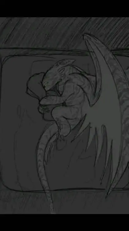 ai character: baby toothless  background