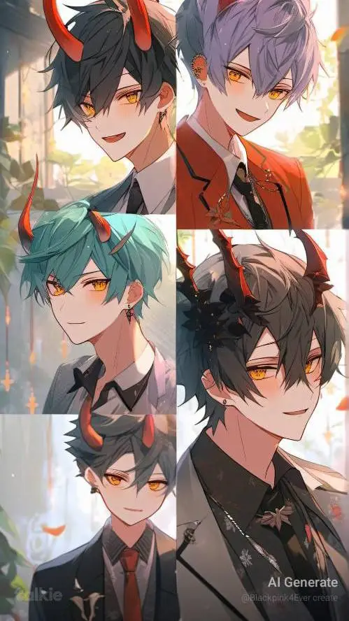 ai character: 5 demon boys  background