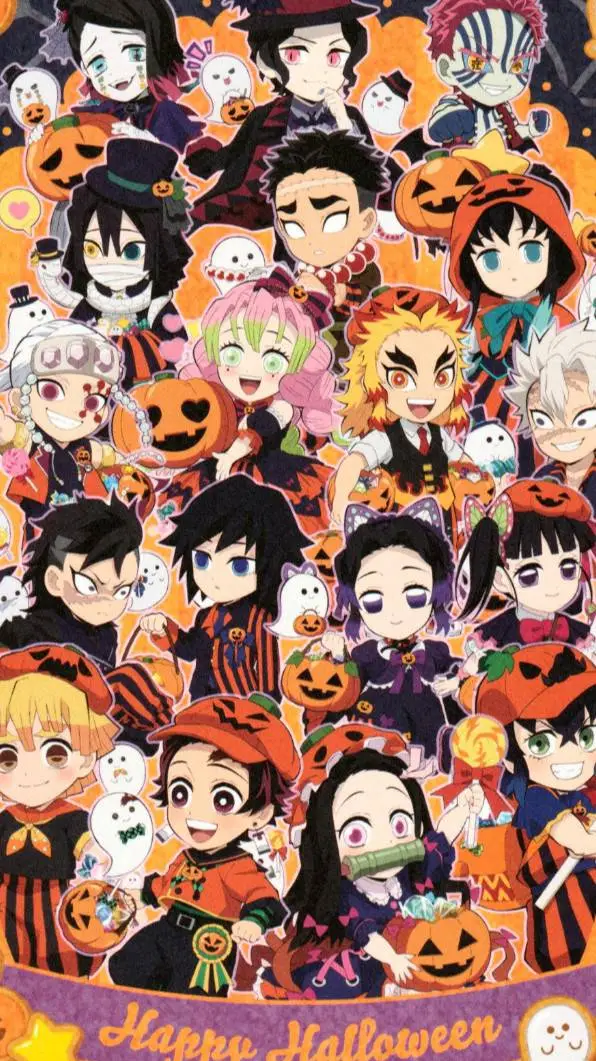 ai character: hashira Halloween  background