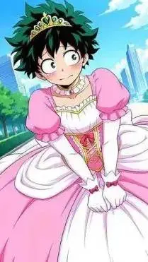 ai character: deku in dress background