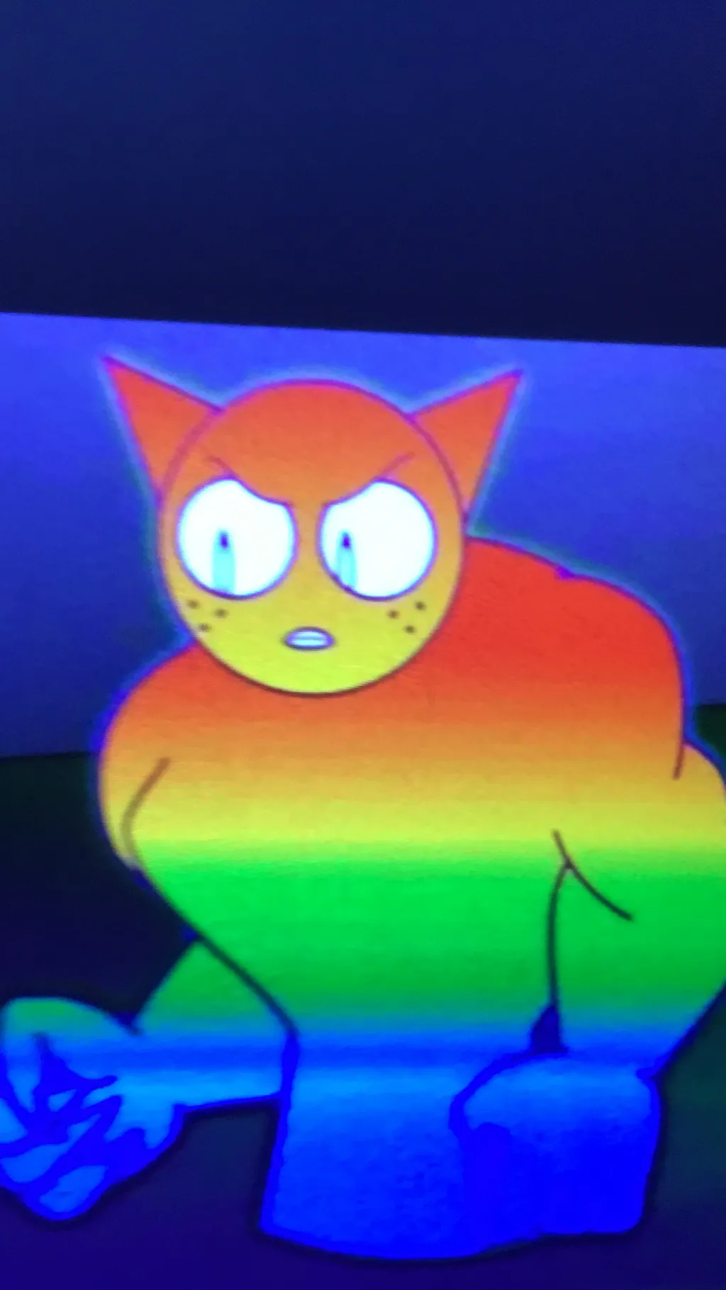 ai character: Rainbow Gray background