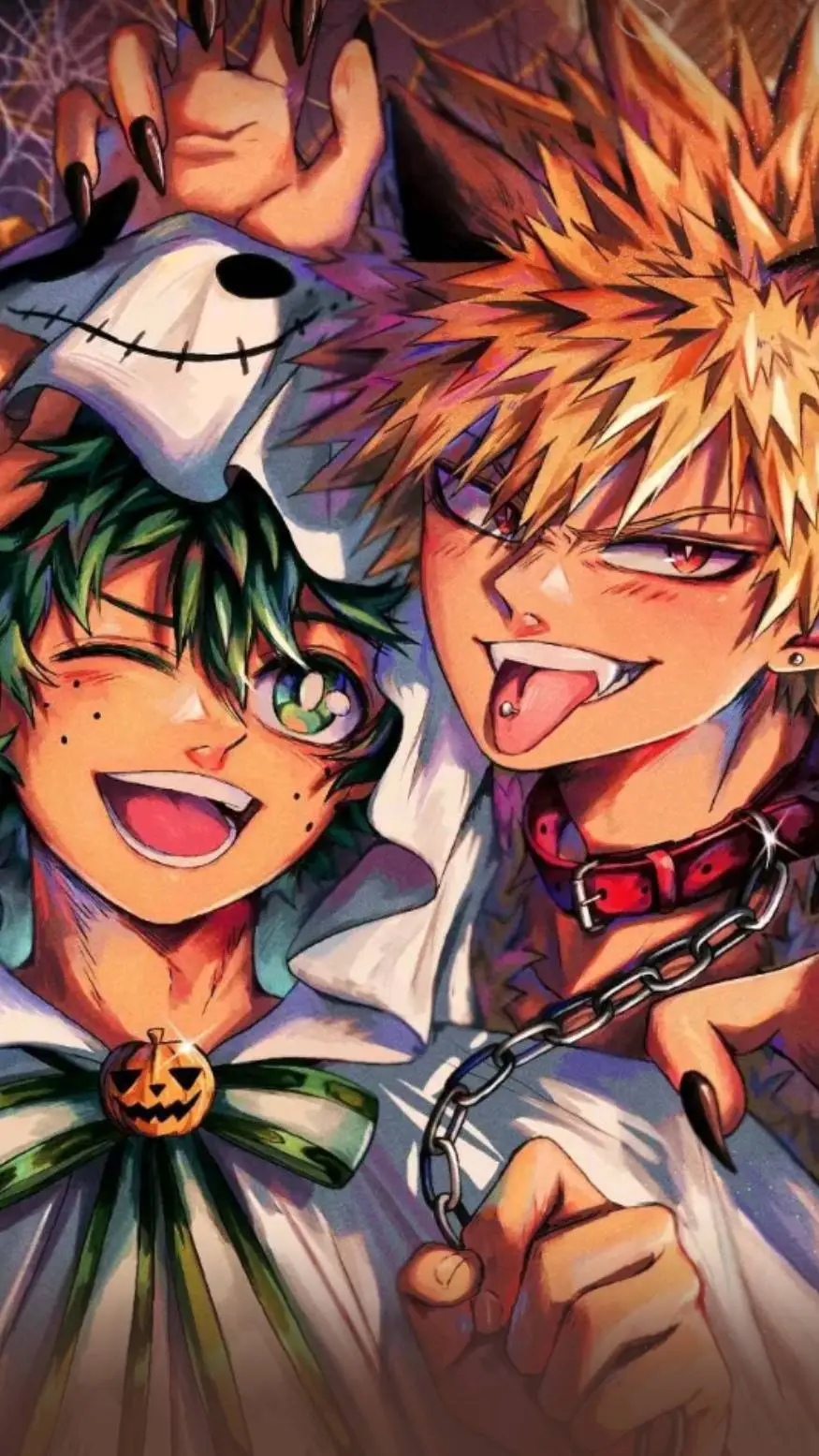 ai character: Mha Halloween background