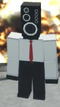 ai character: large speaker man  background