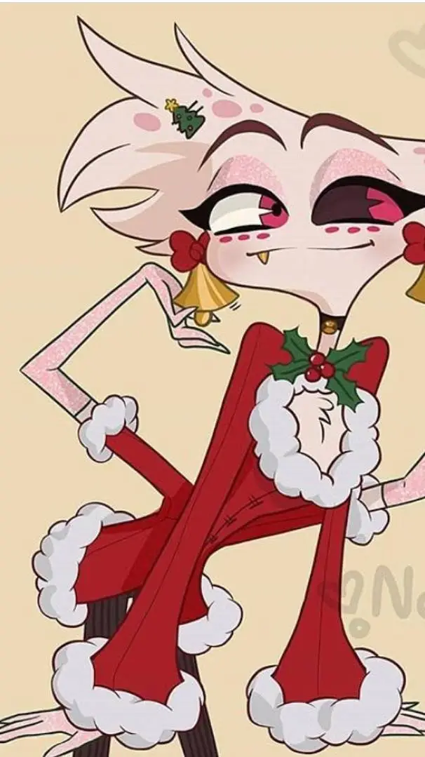 ai character: Hazbin hotel Xmas background