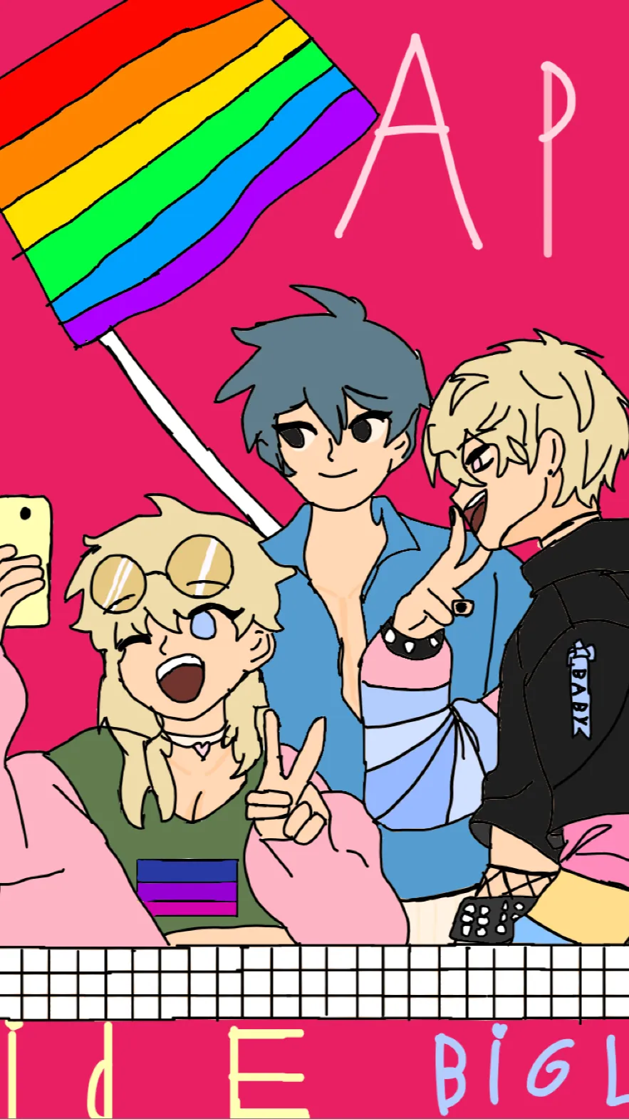 ai character: HAPPY PRIDE ꨄᥫ᭡ background