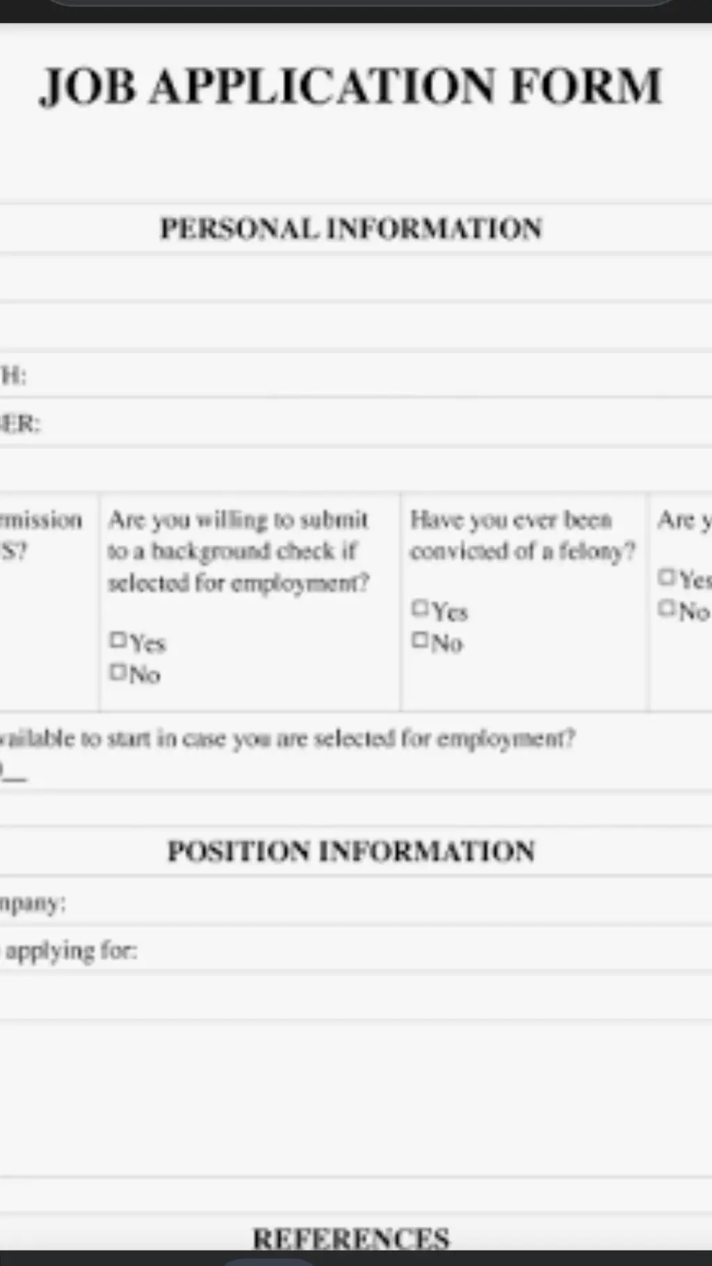 ai character: Job application background