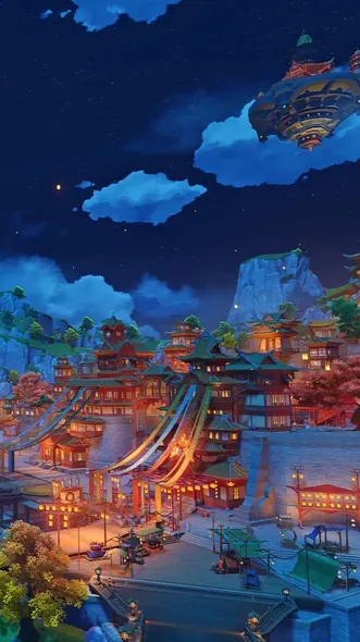 ai character: Liyue house  background