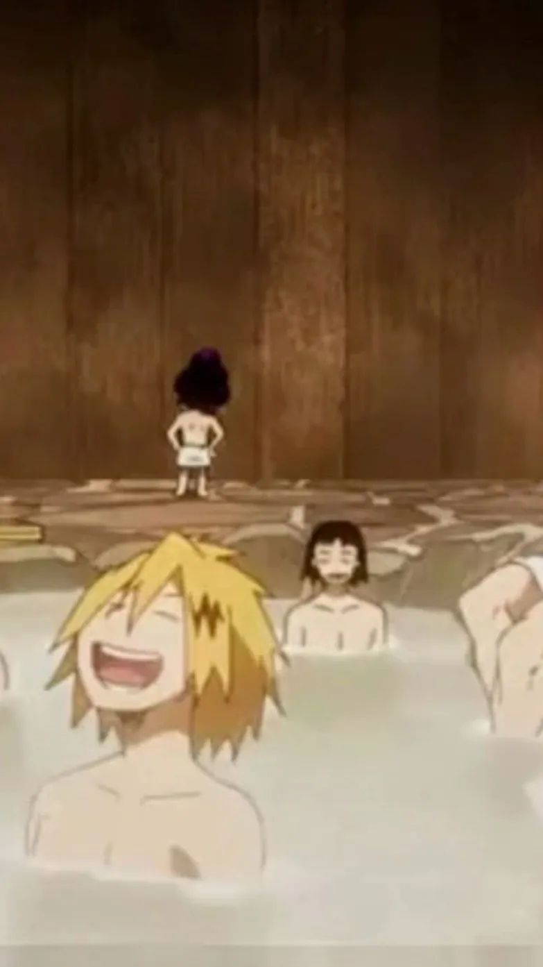 ai character: Mha hot spring background