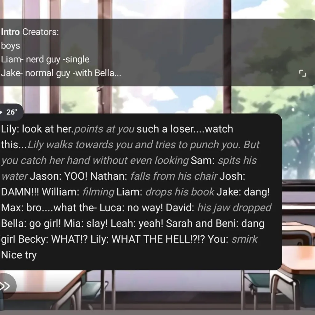 chat with ai character: school trip class 