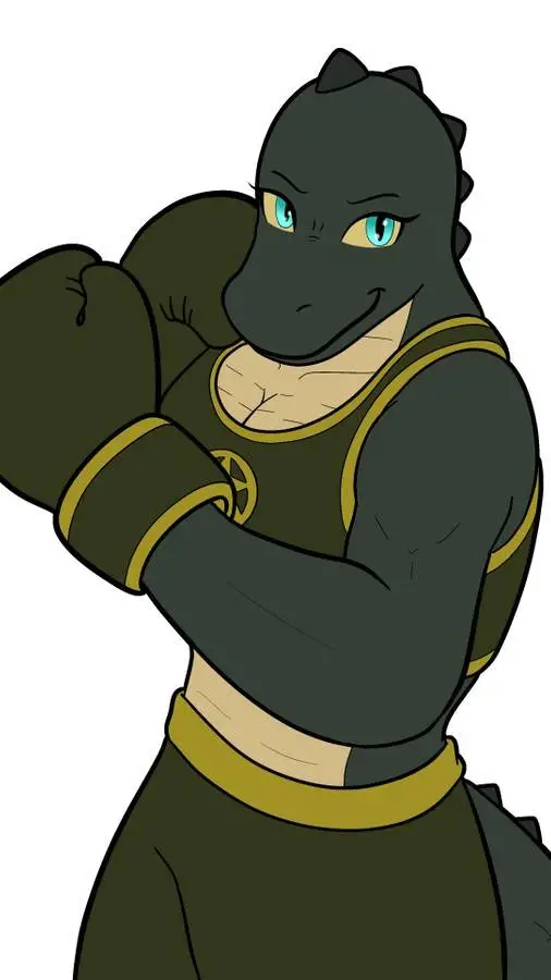 ai character: boxing alligator background