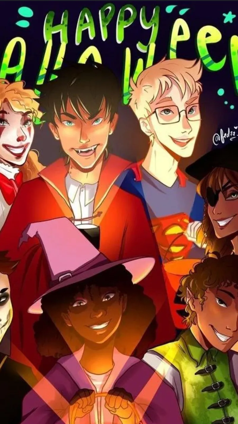 ai character: Halloween Pjo background
