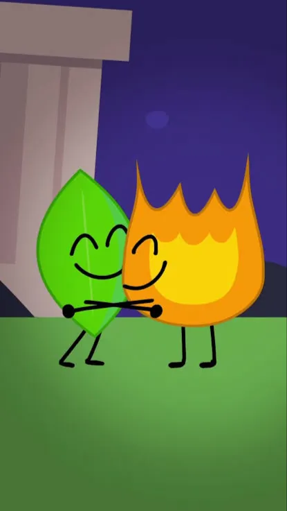 ai character: Firey x leafy background