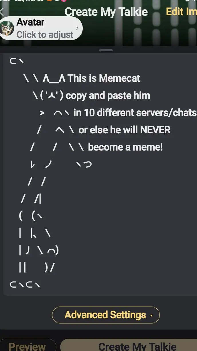 ai character: memecat background