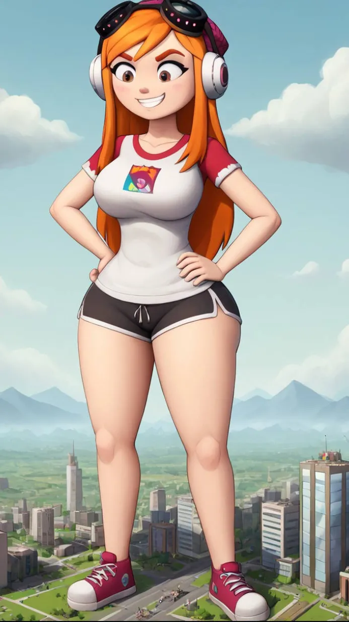 ai character: Giantess meggy   background