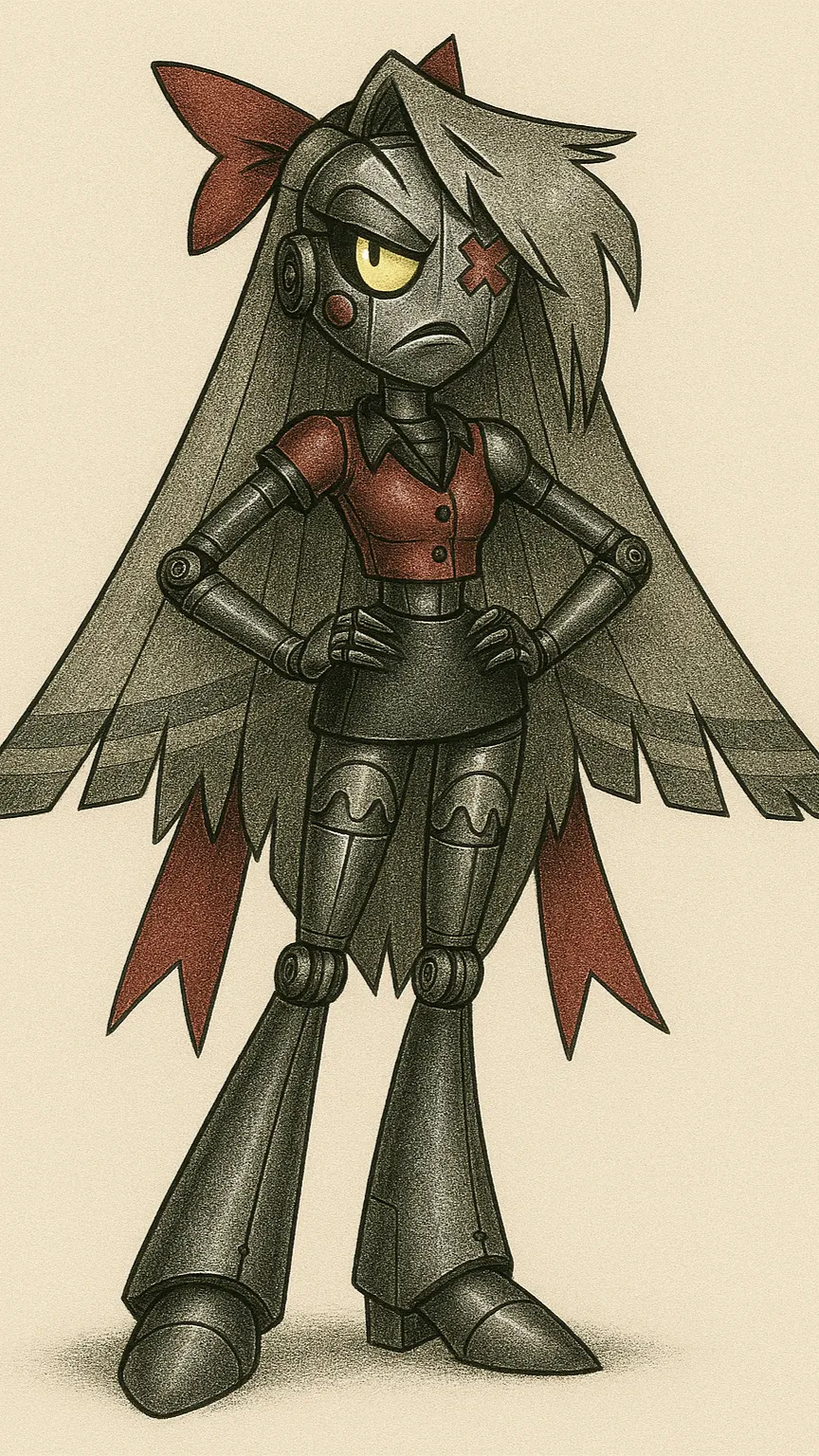 ai character: Metal vaggie robot background