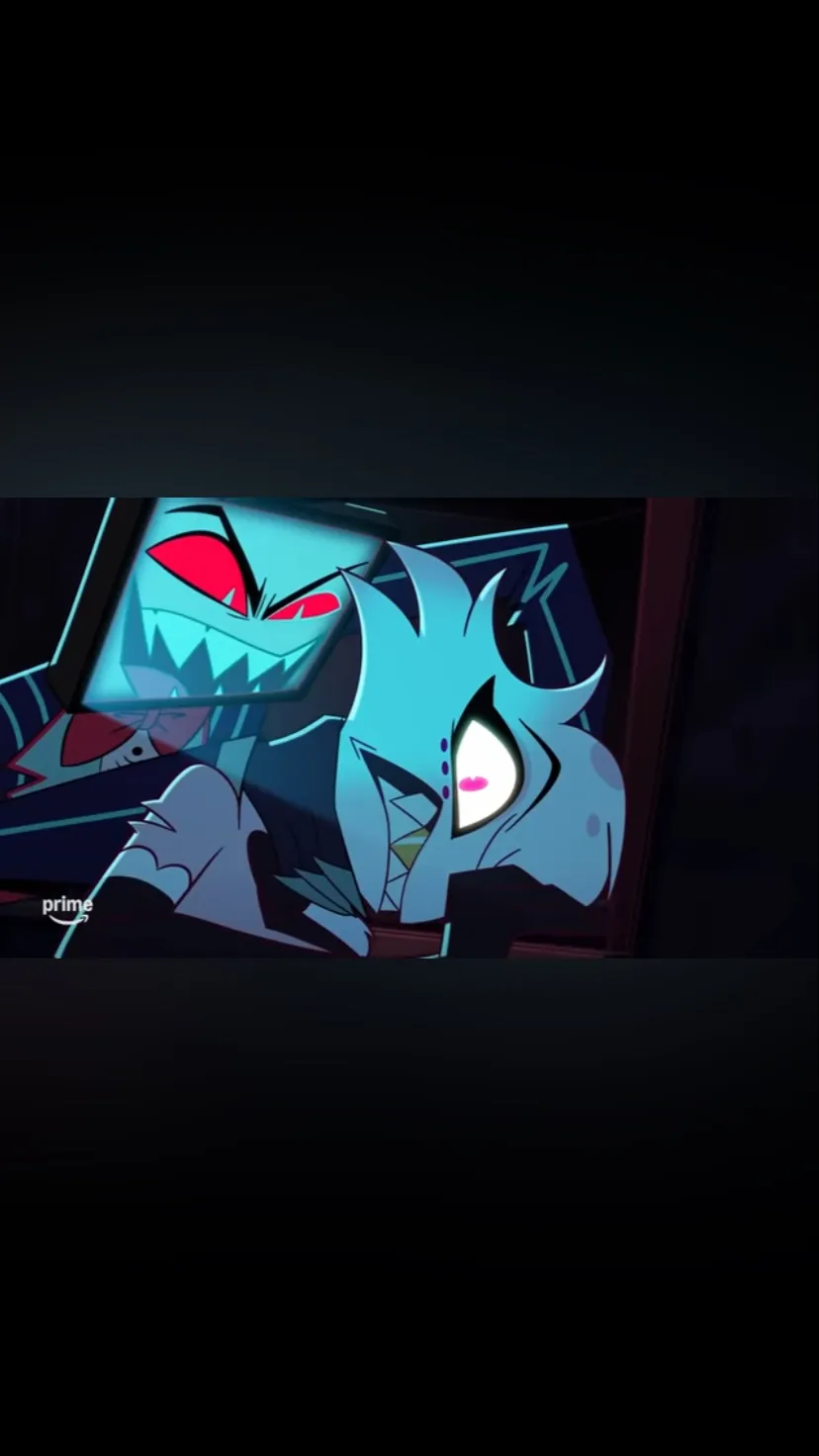 ai character: Angel dust vs Vox background