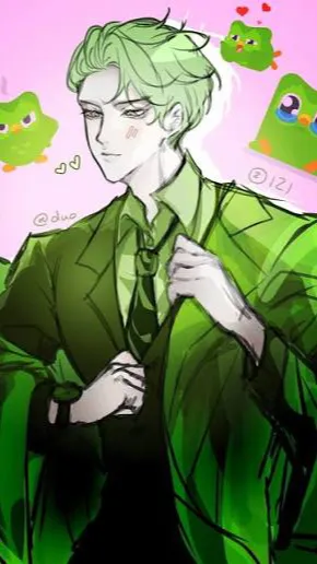 ai character: 💚Duolingo🈯️ background