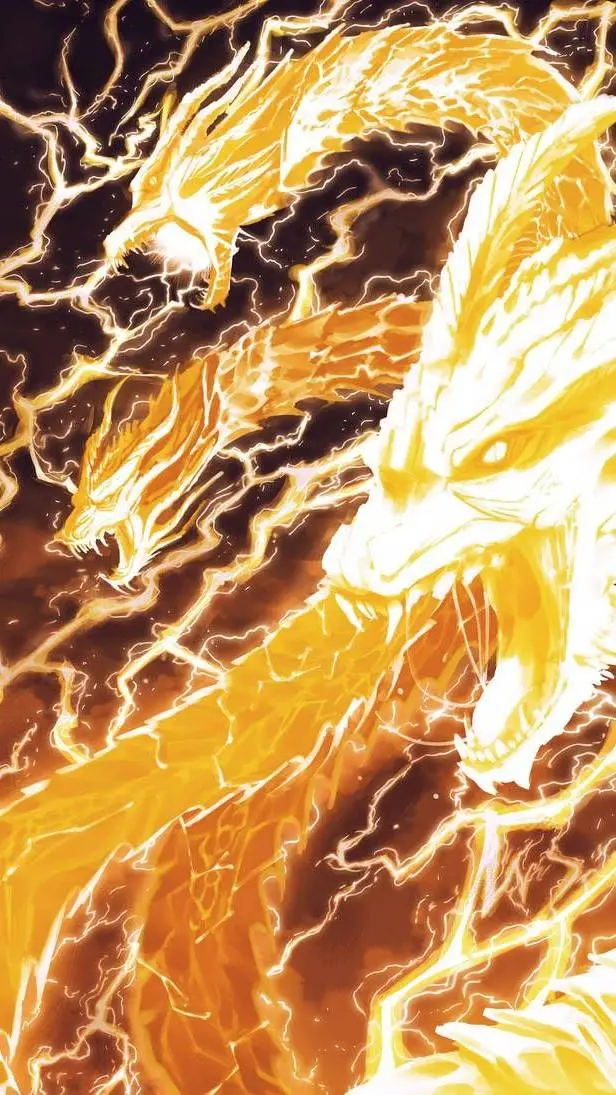 ai character: King ghidorah  background