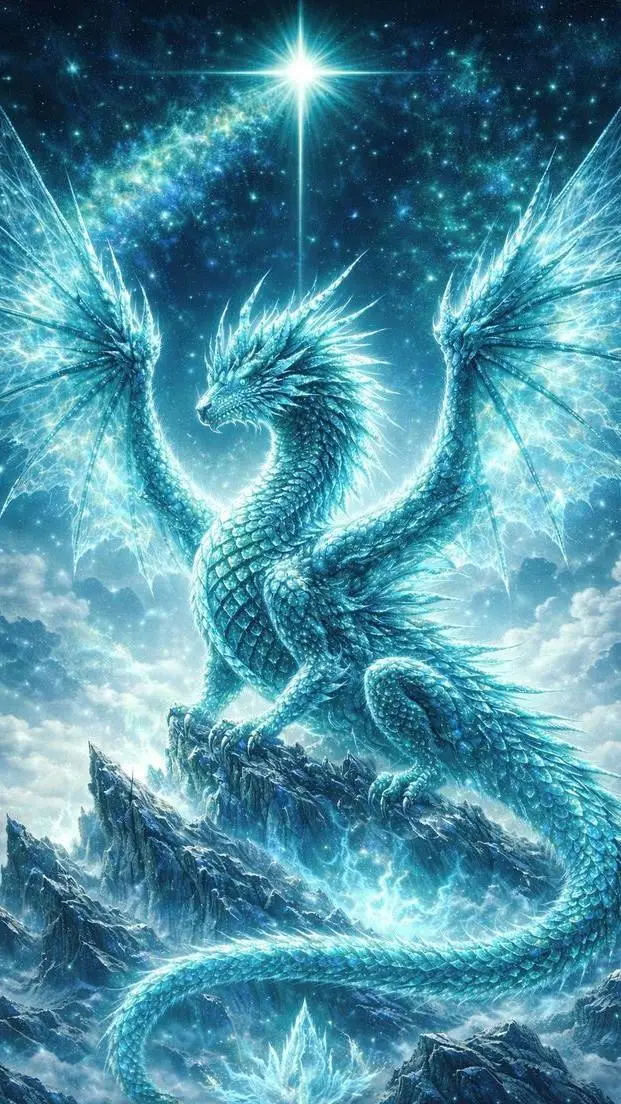 ai character: Ice queen dragon  background