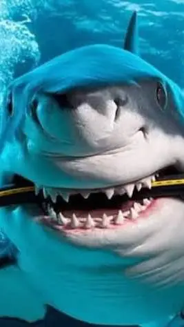 ai character: hungry mega shark  background