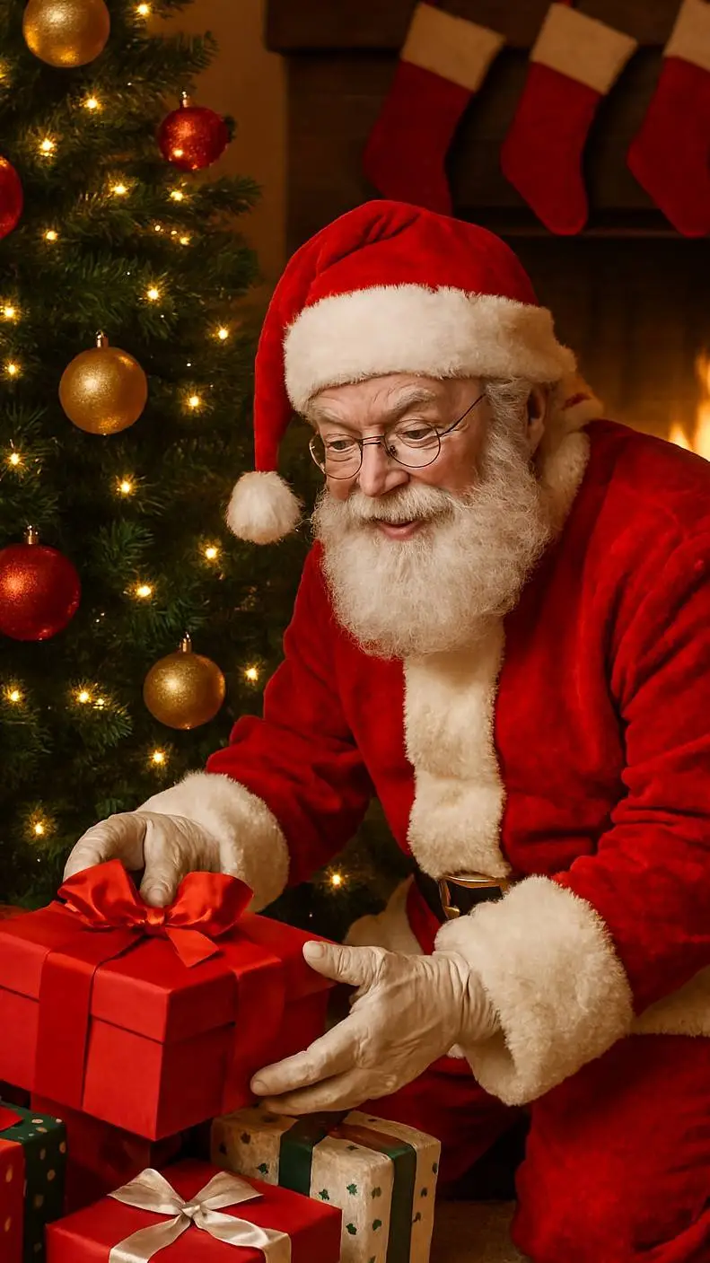 ai character: Santa Claus  background