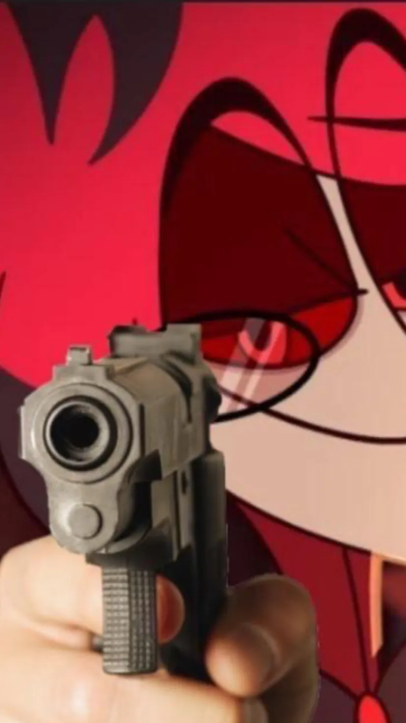 ai character: Alastor with gun background