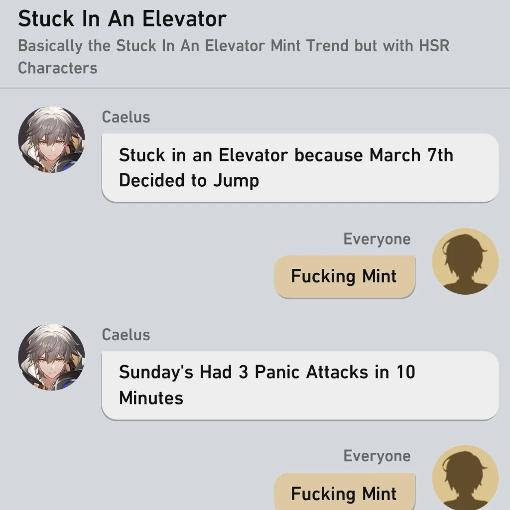 chat with ai character: HSR Elevator