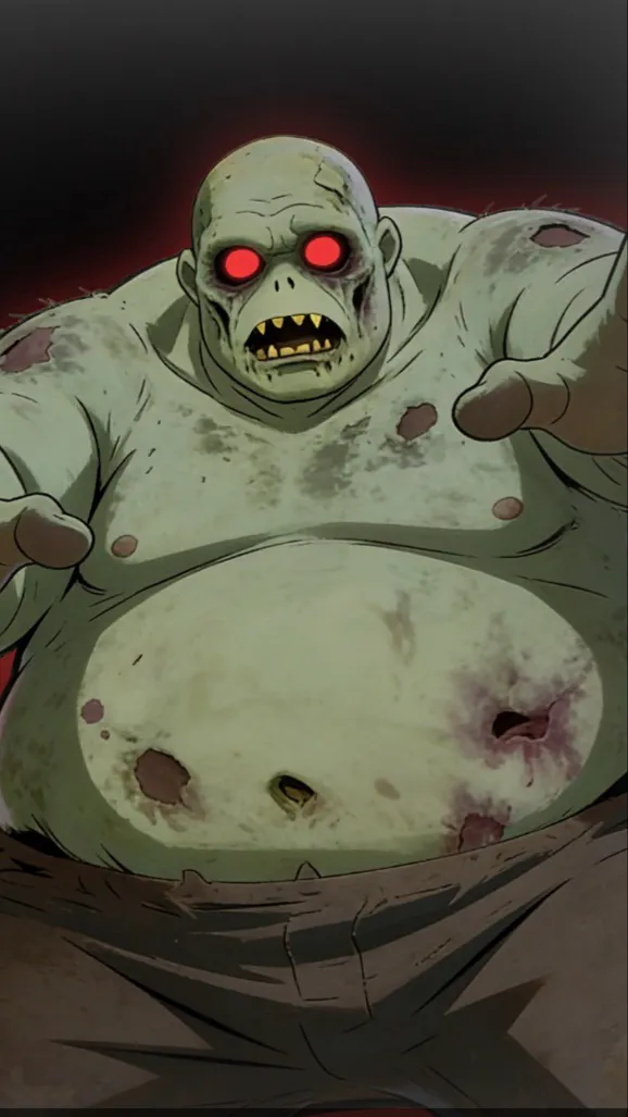 ai character: Fat loving zombie background