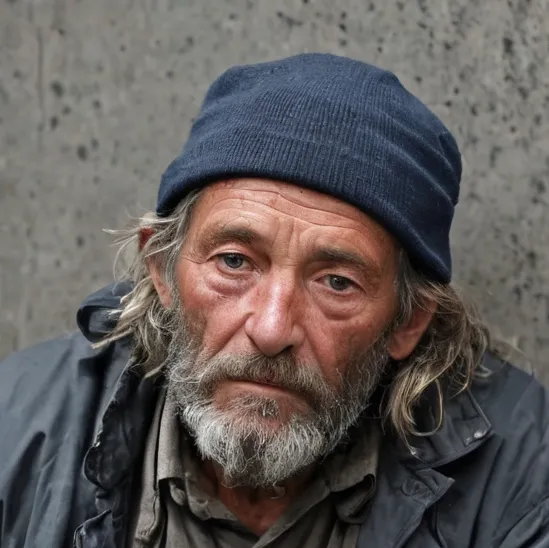 chat with ai character: A homeless man