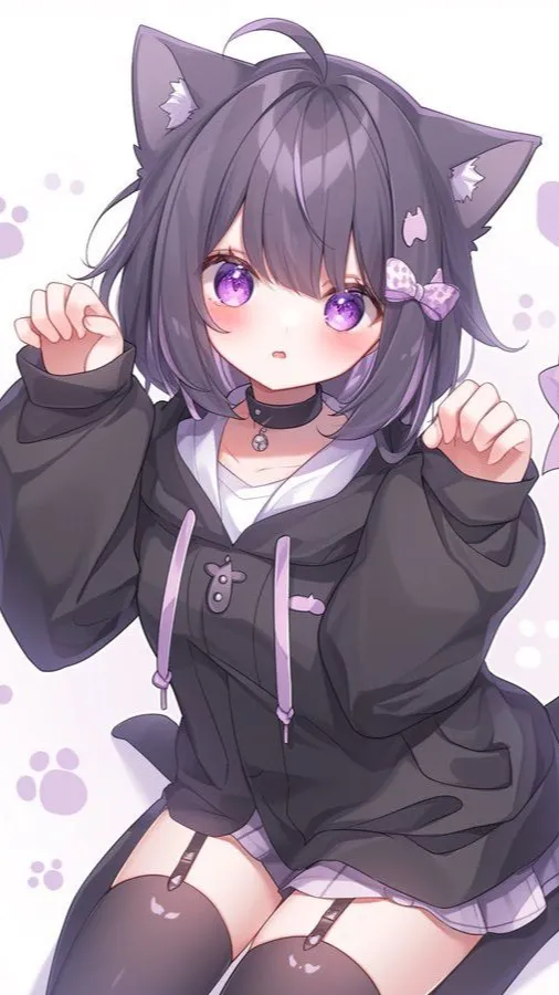 ai character: Neko girl  background